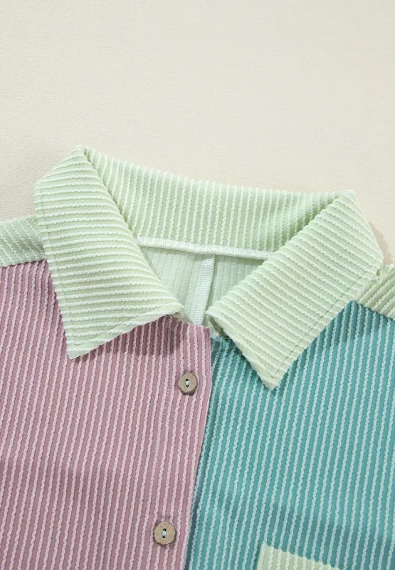 Hazel Blues® |  Color Block Corded Button Up Shacket
