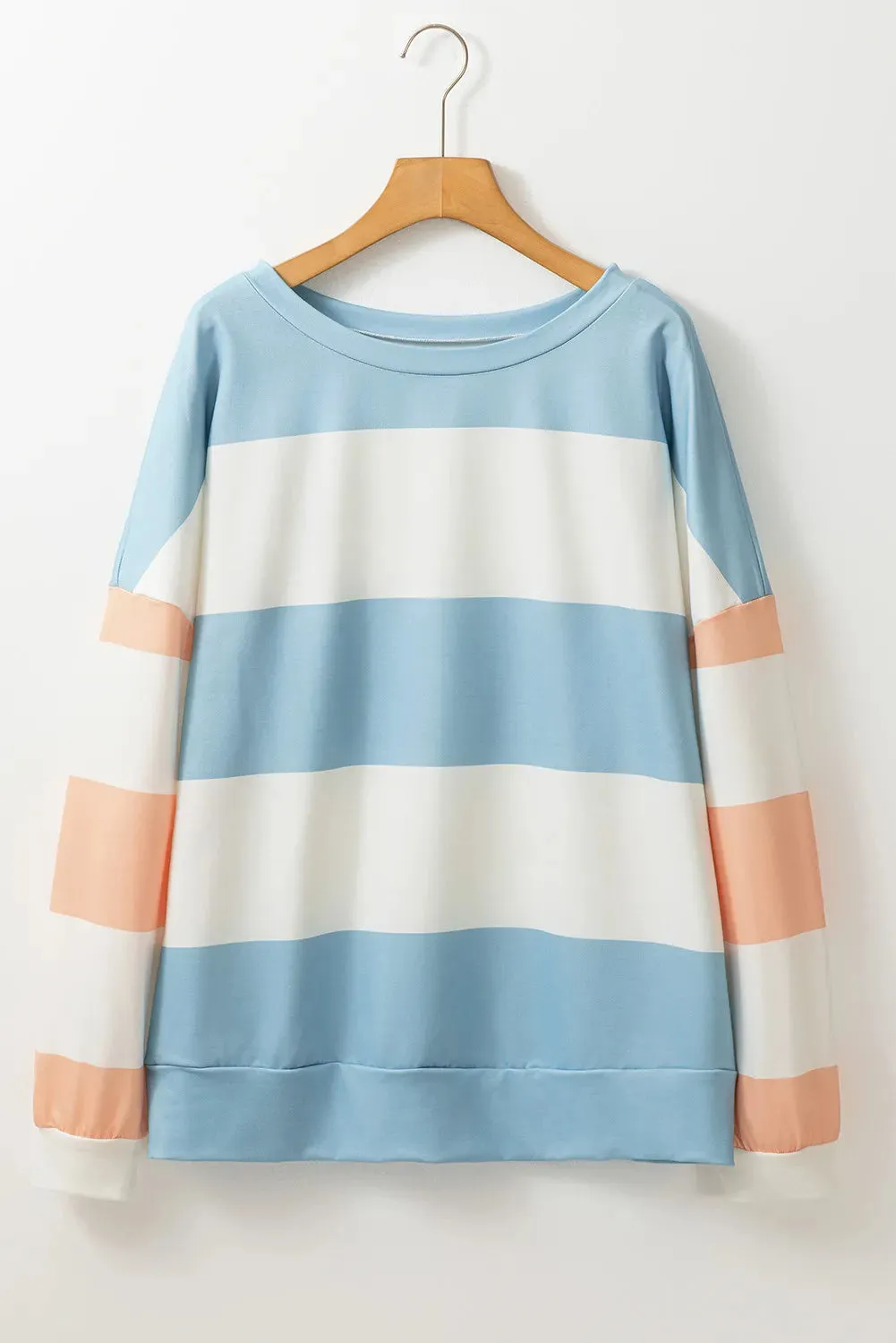 Hazel Blues® |  Contrast Color Block Round Neck Long Sleeve Top
