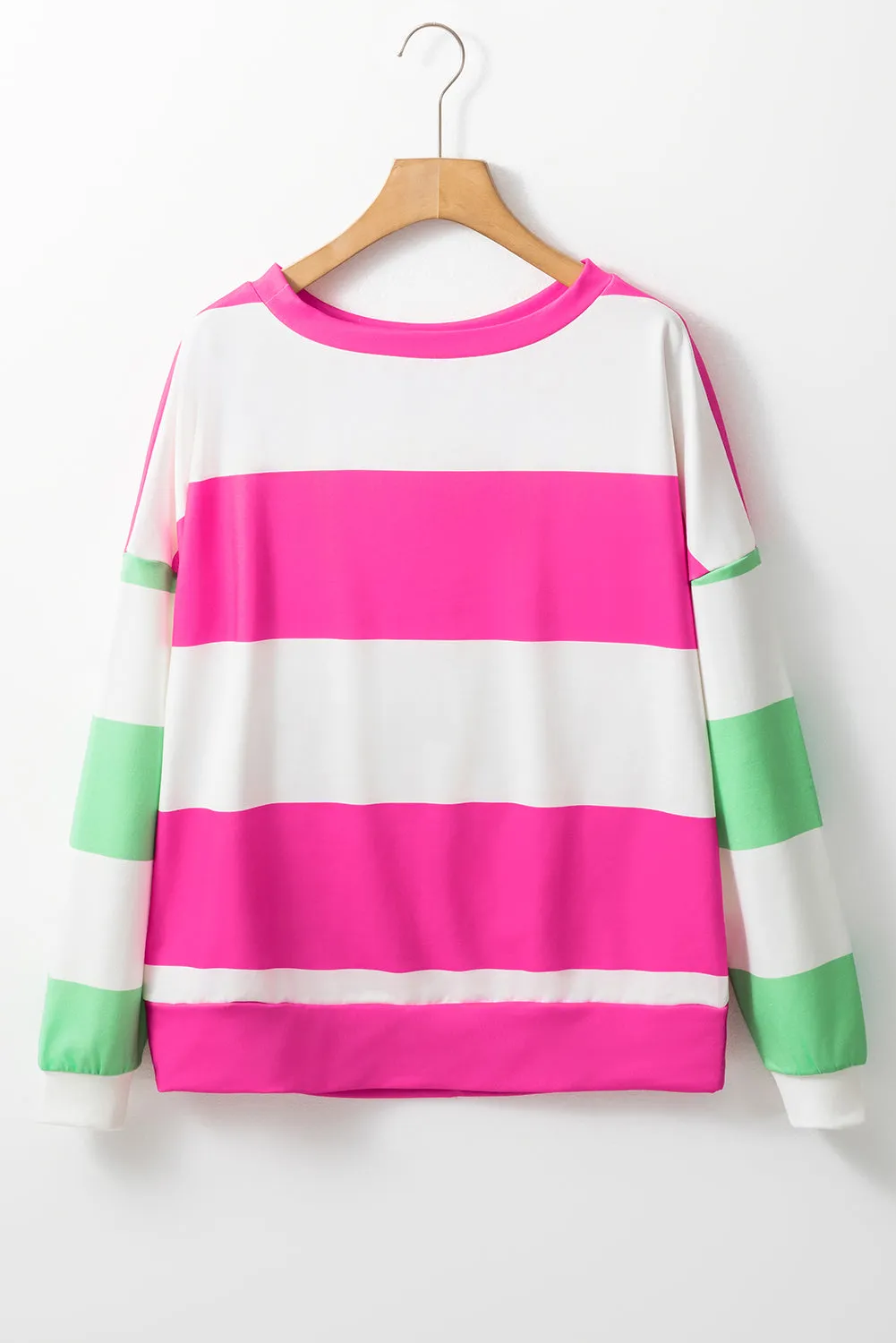 Hazel Blues® |  Contrast Color Block Round Neck Long Sleeve Top