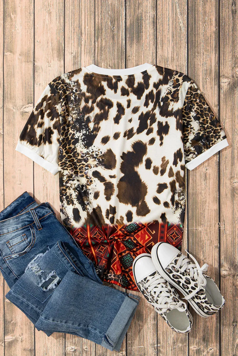 Hazel Blues® |  Graphic Leopard Round Neck Short Sleeve T-Shirt
