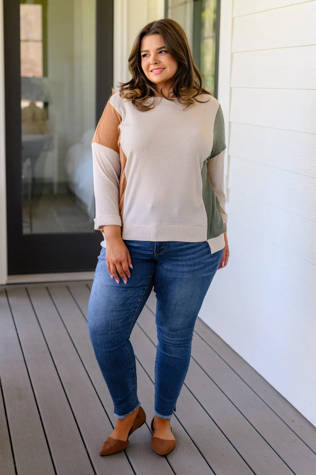 Hazel Blues® |  Split Personality Color Block Top
