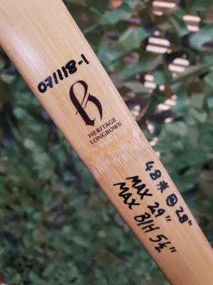 Heritage  Quad-Laminate English Longbow - 70.5" Long - 48# @28"