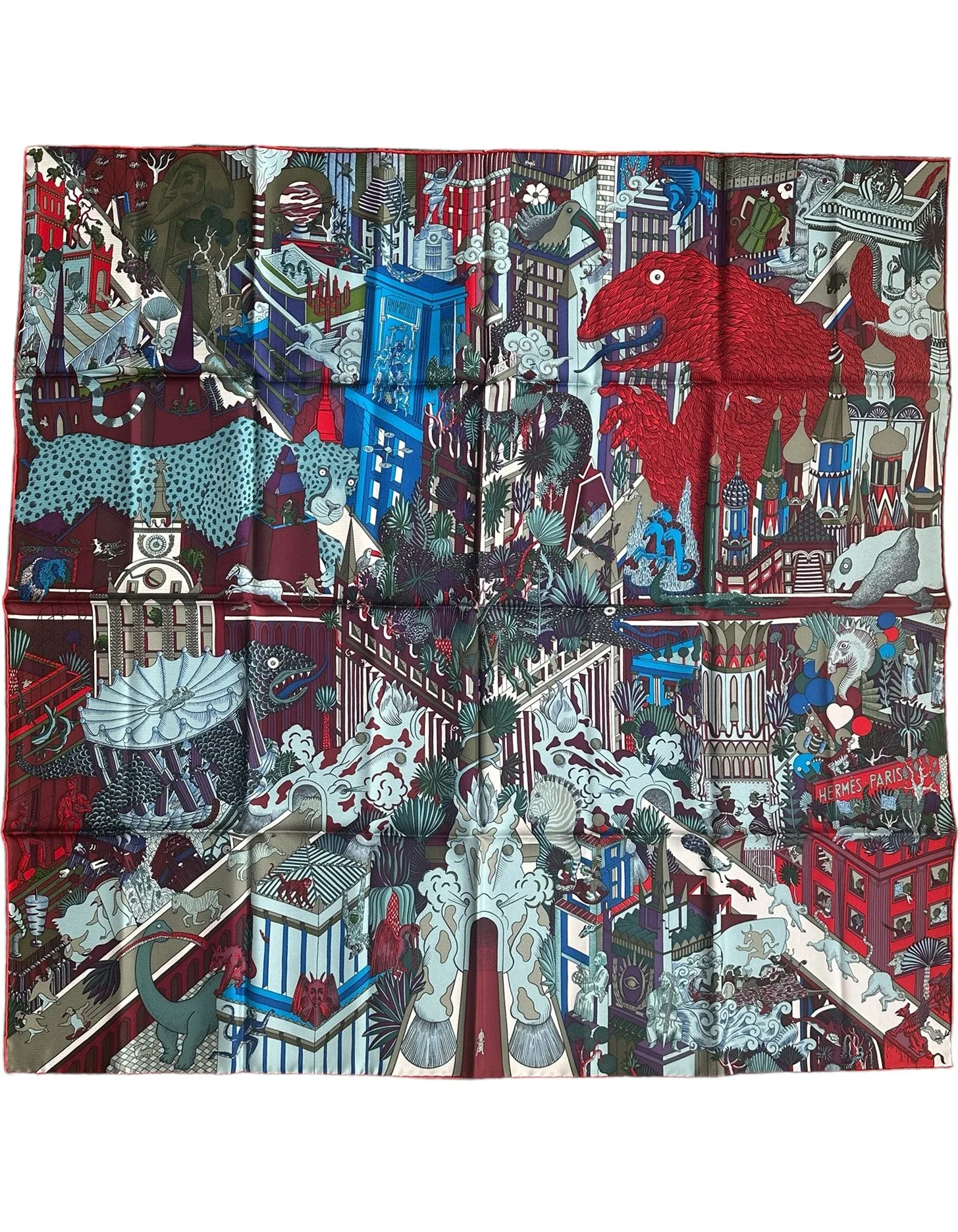 Hermes NEW Animapolis 90cm Silk Scarf