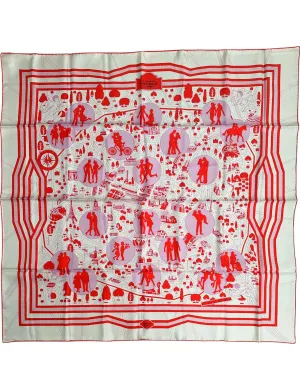 Hermes NEW Les Nouveaux Amoureux de Paris 90cm Silk Scarf