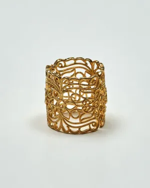 HIGH LAND Filigree Designer Scarf Charm-Ring 18K Gold Plated Brass