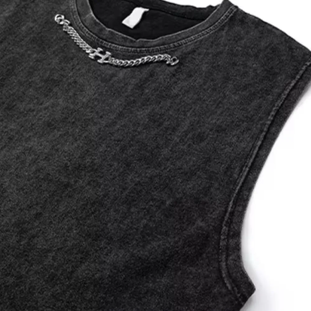 Hip Hop Bold Graphic Print Washed Vest