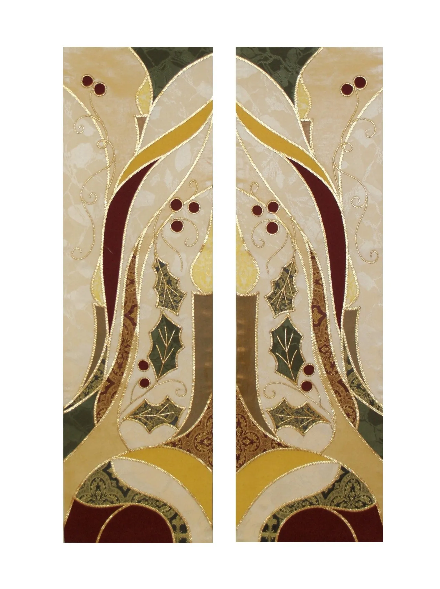 Holly and Candle Christmas Altar Scarves