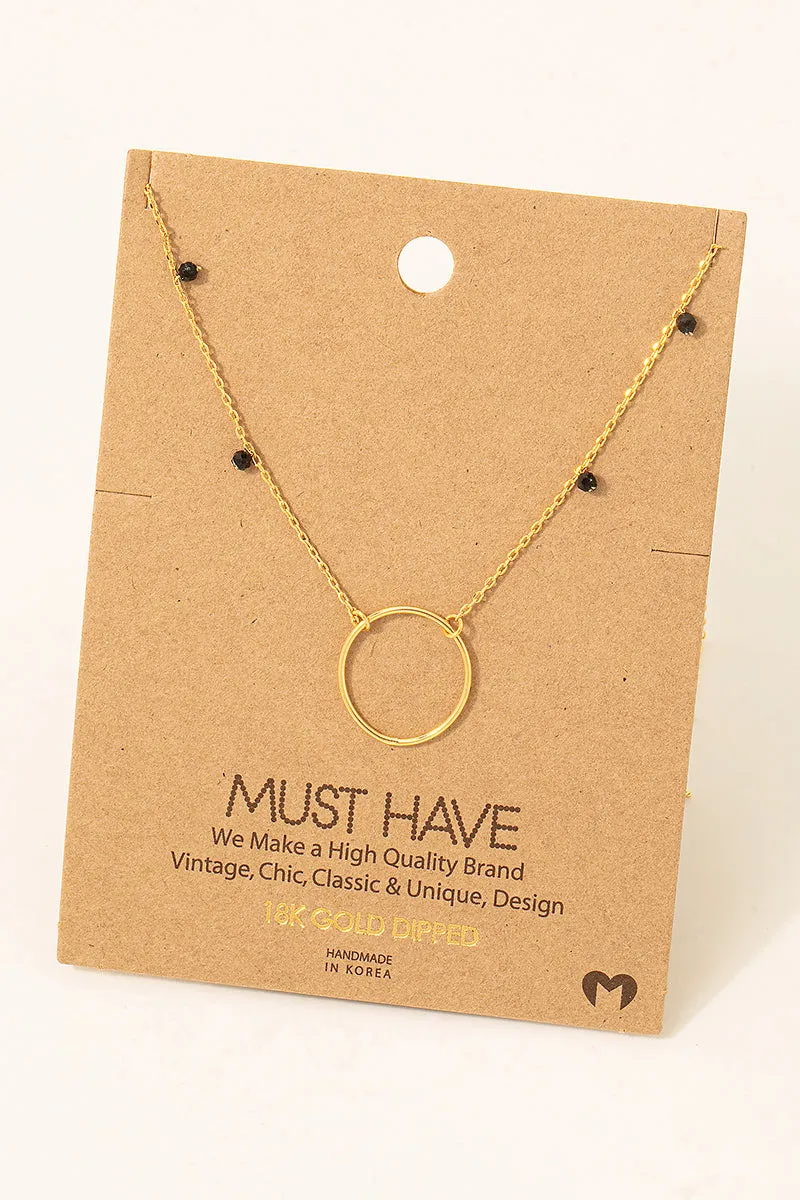 Hoop Charm Beaded Necklace (Assorted)