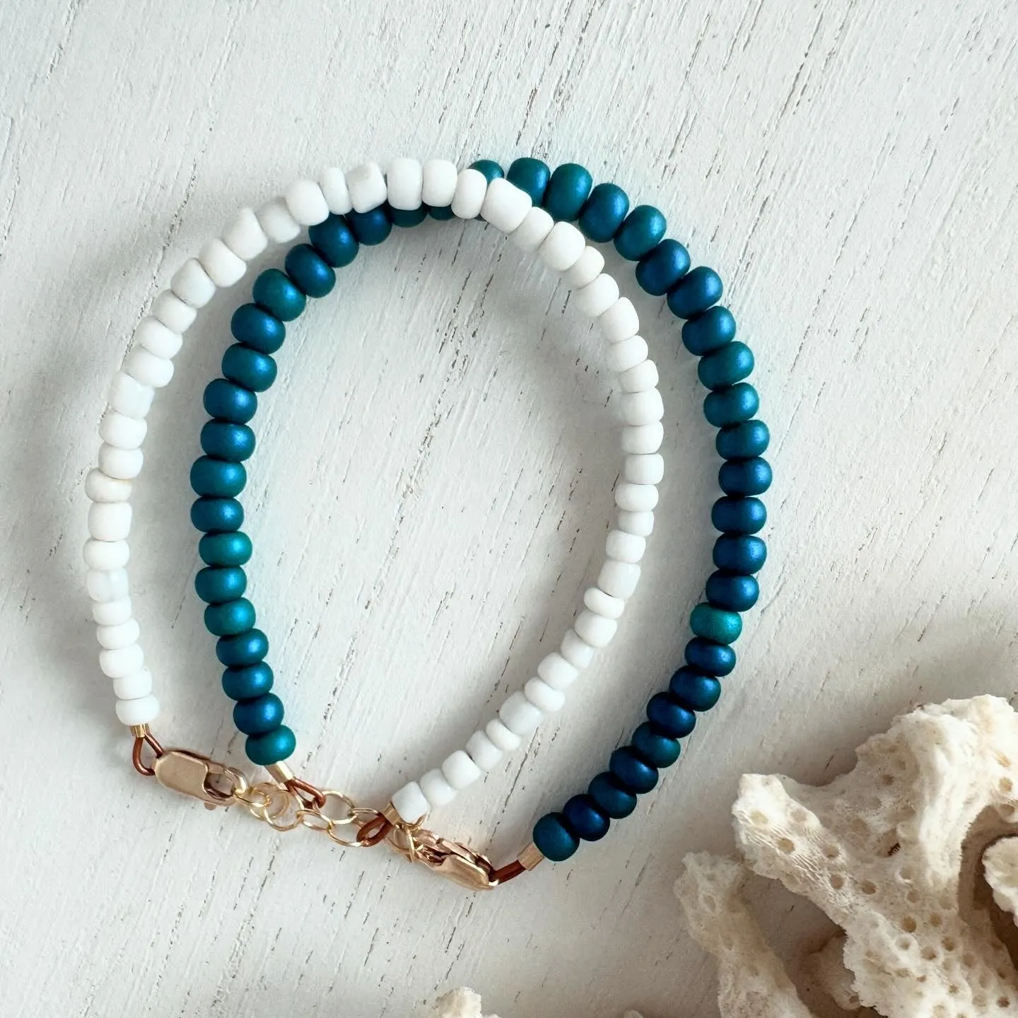 “Indi Blues” Seed Bead Bracelet Set - Set of 3 or Each