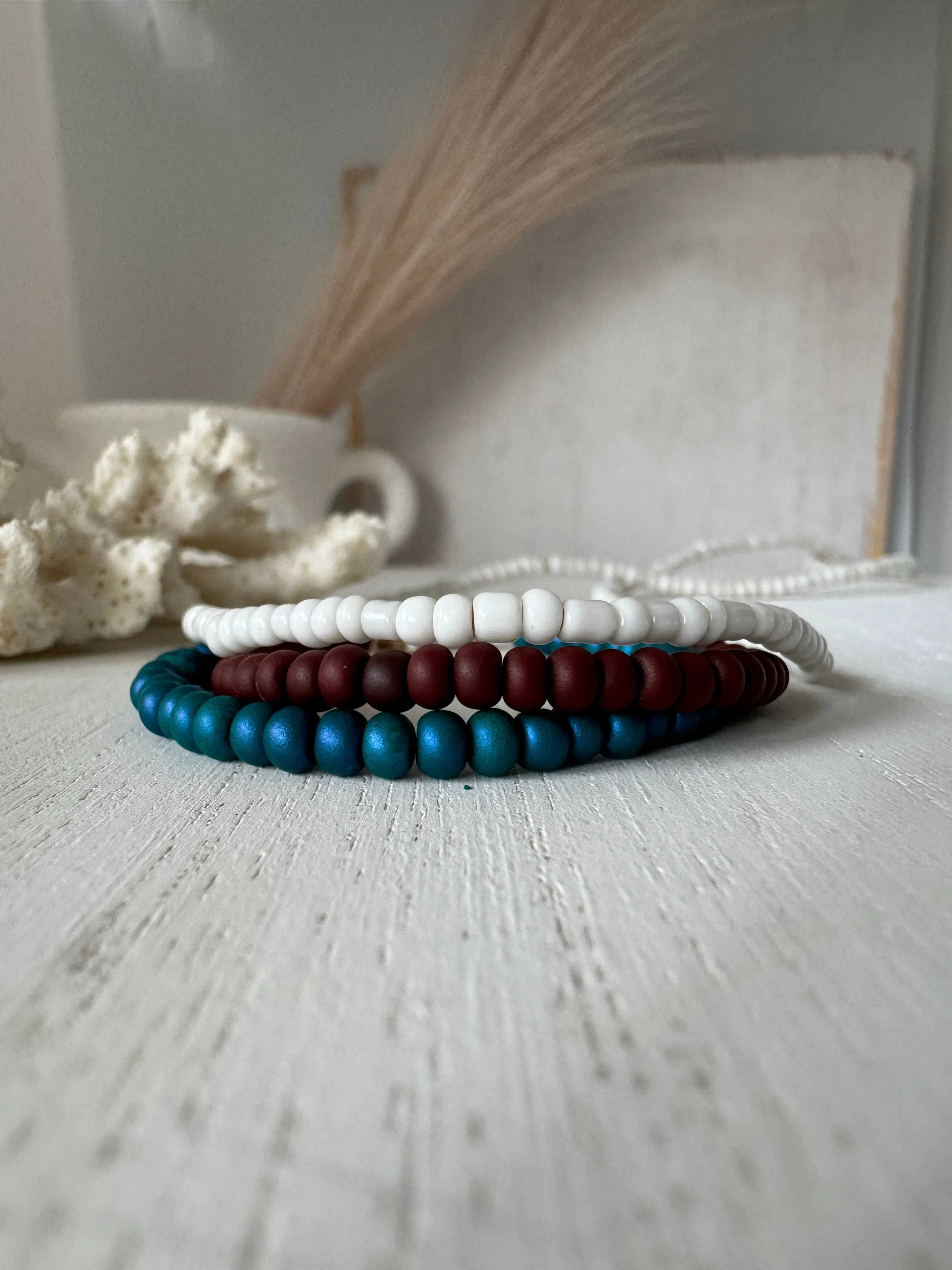 “Indi Blues” Seed Bead Bracelet Set - Set of 3 or Each