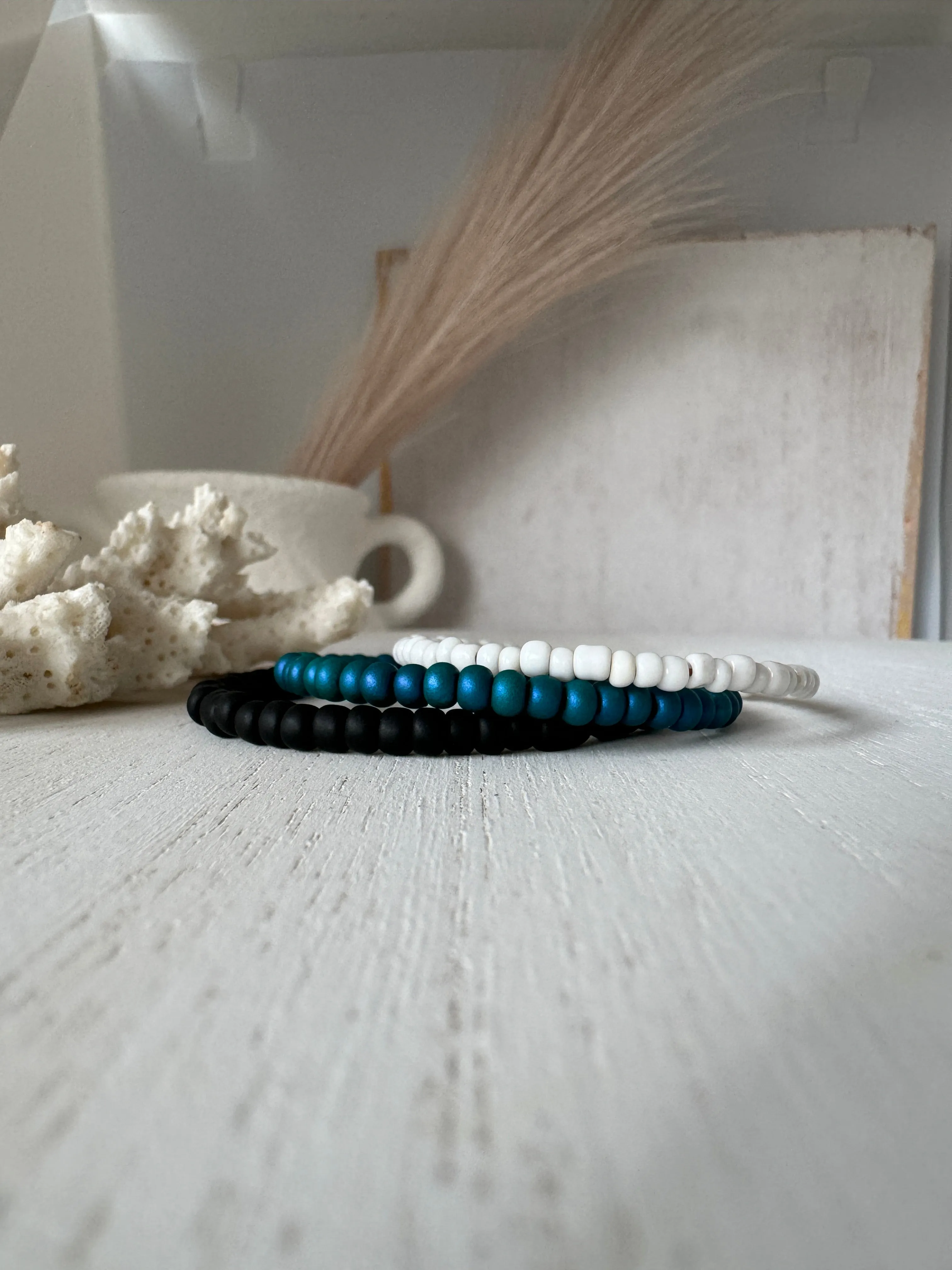 “Indi Blues” Seed Bead Bracelet Set - Set of 3 or Each