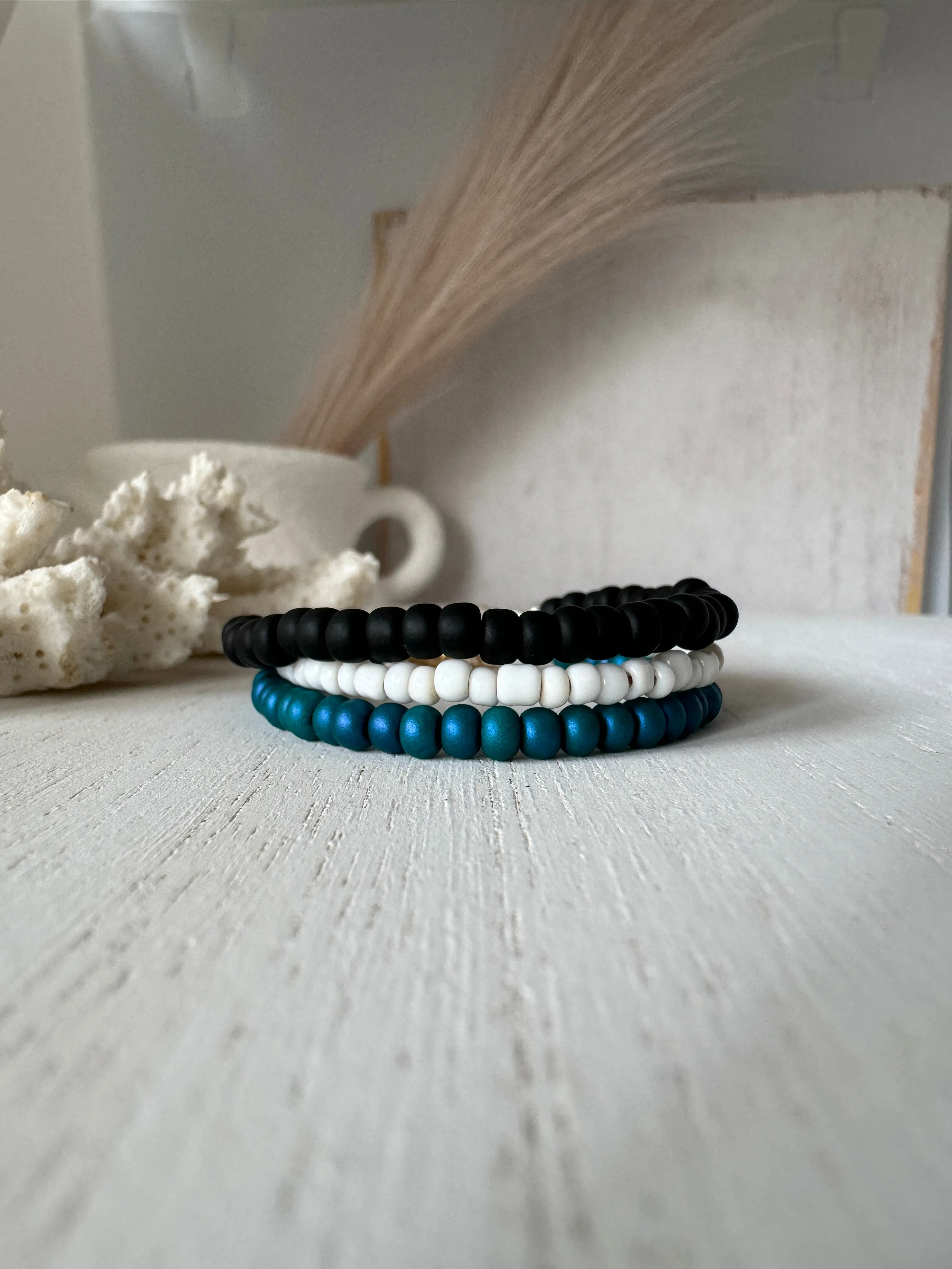 “Indi Blues” Seed Bead Bracelet Set - Set of 3 or Each