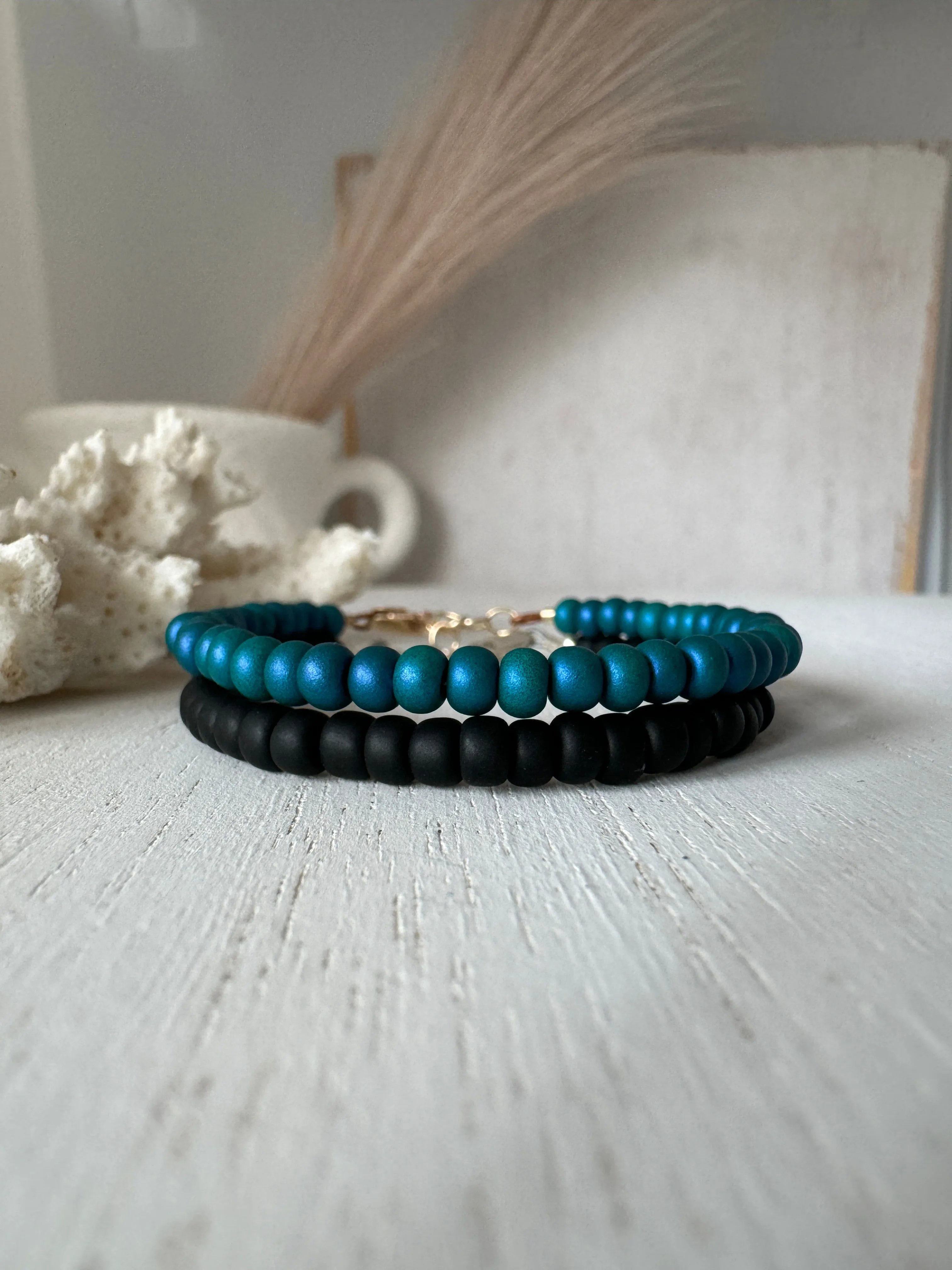 “Indi Blues” Seed Bead Bracelet Set - Set of 3 or Each