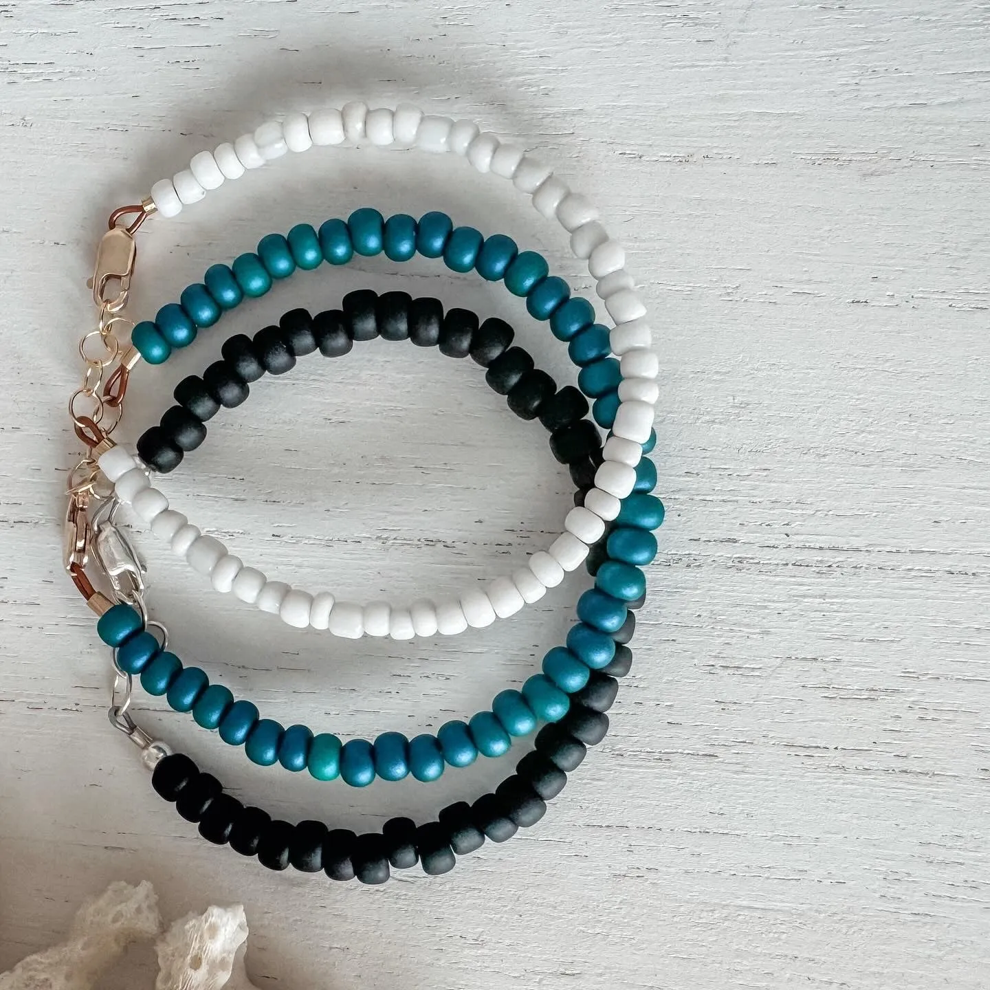 “Indi Blues” Seed Bead Bracelet Set - Set of 3 or Each
