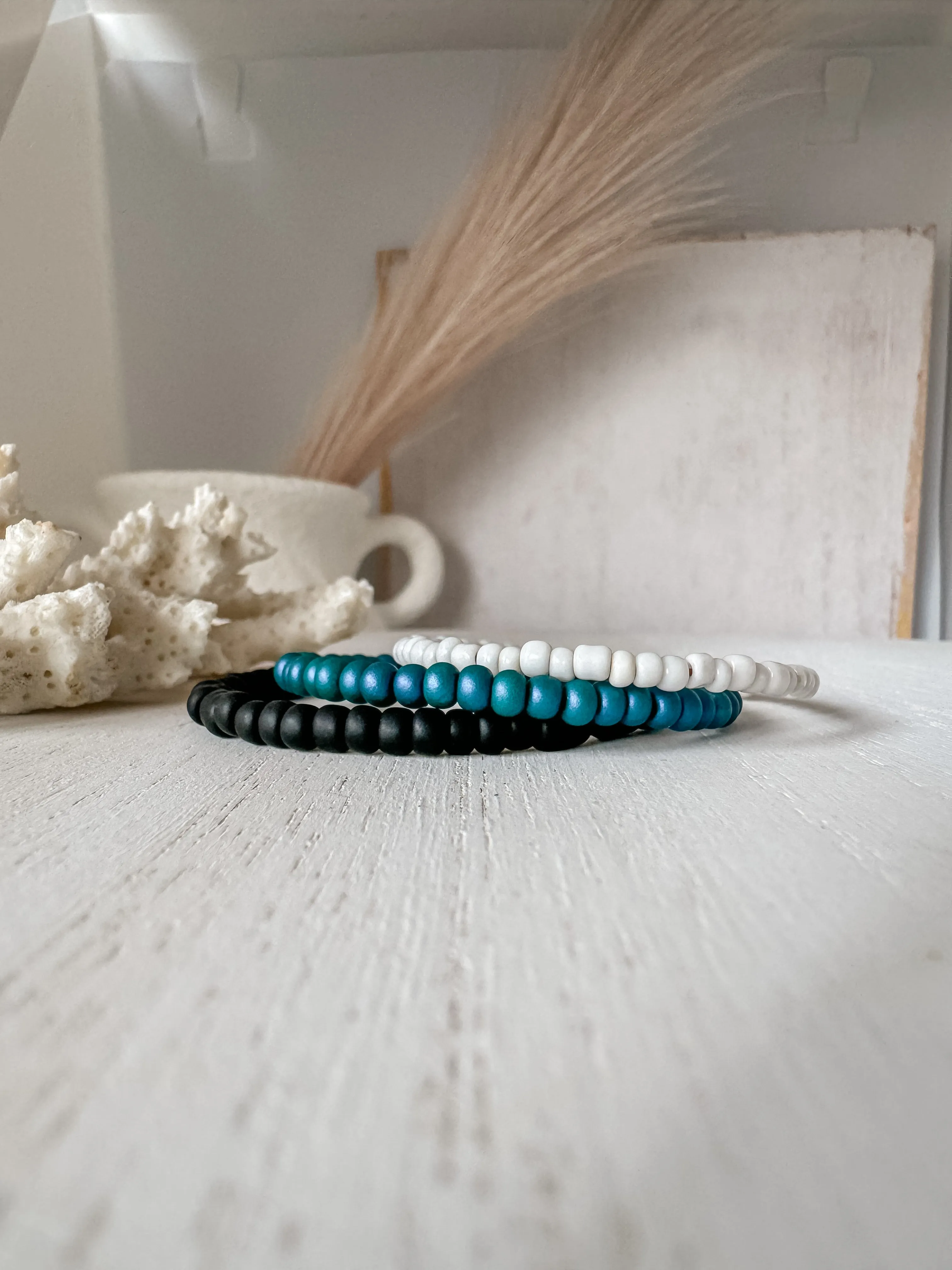 “Indi Blues” Seed Bead Bracelet Set - Set of 3 or Each