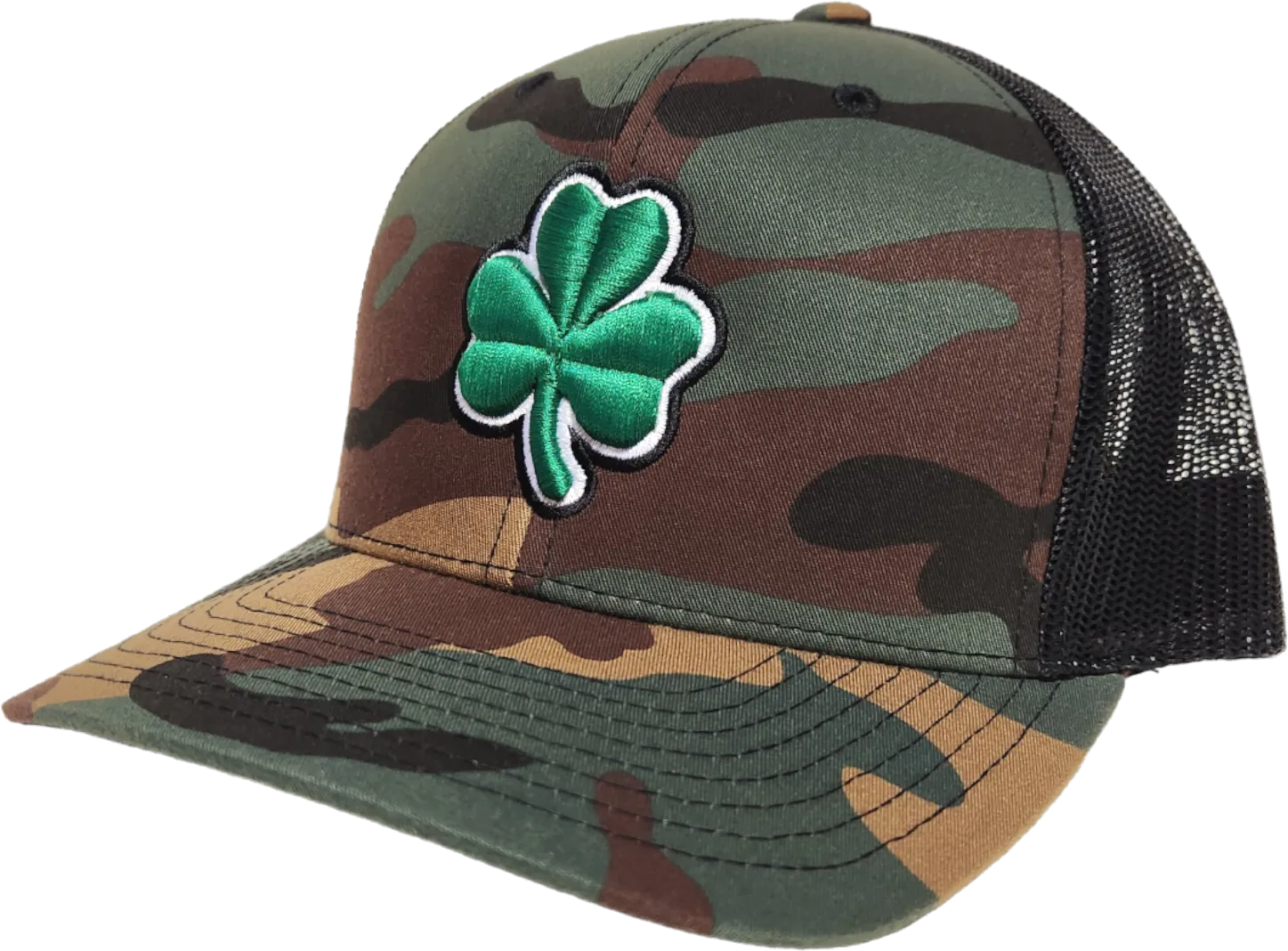 Irish Trucker Cap Essence Clover Camo
