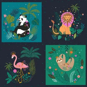Jungle Luxe, Animal Blocks PANEL in Midnight