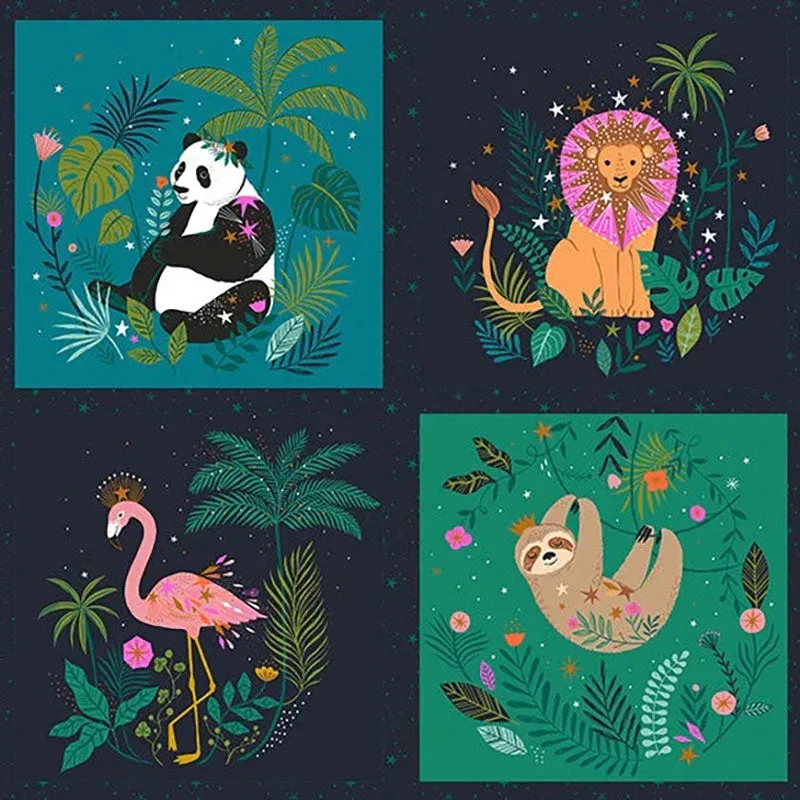 Jungle Luxe, Animal Blocks PANEL in Midnight