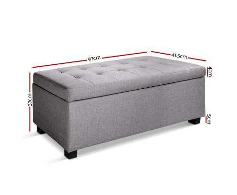 Large Fabric Storage Ottoman - Light Grey