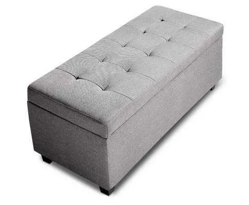 Large Fabric Storage Ottoman - Light Grey
