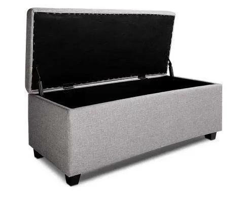 Large Fabric Storage Ottoman - Light Grey