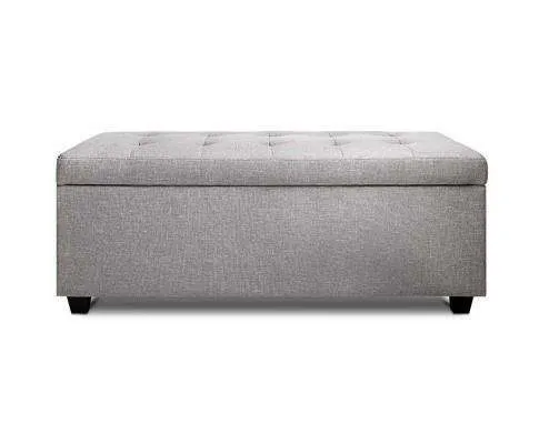 Large Fabric Storage Ottoman - Light Grey