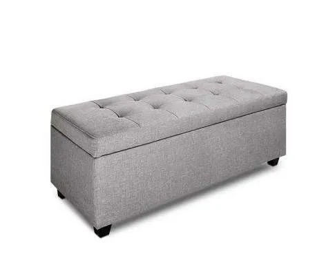 Large Fabric Storage Ottoman - Light Grey