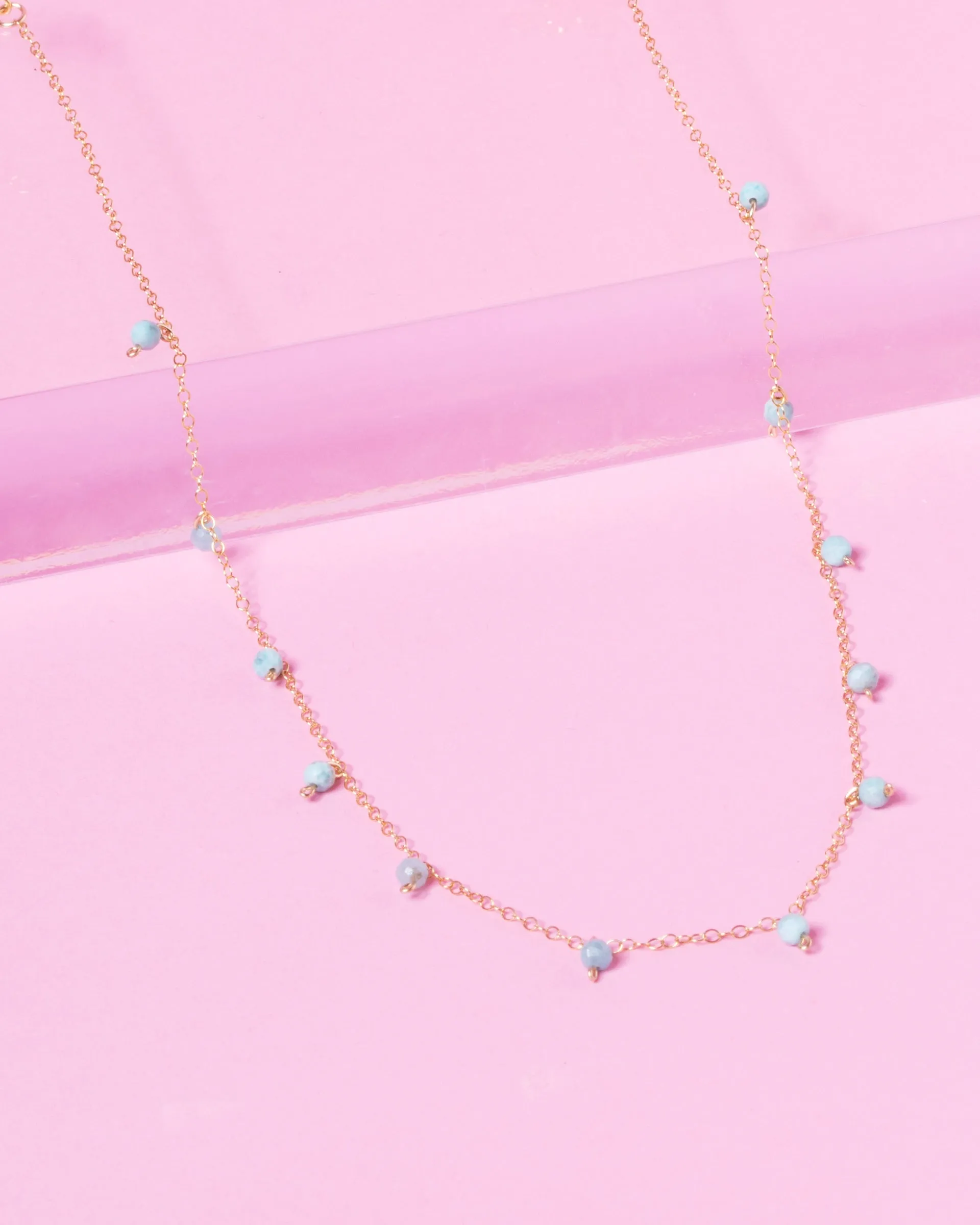 LARIMAR DAINTY 14K GOLD FILLED NECKLACE