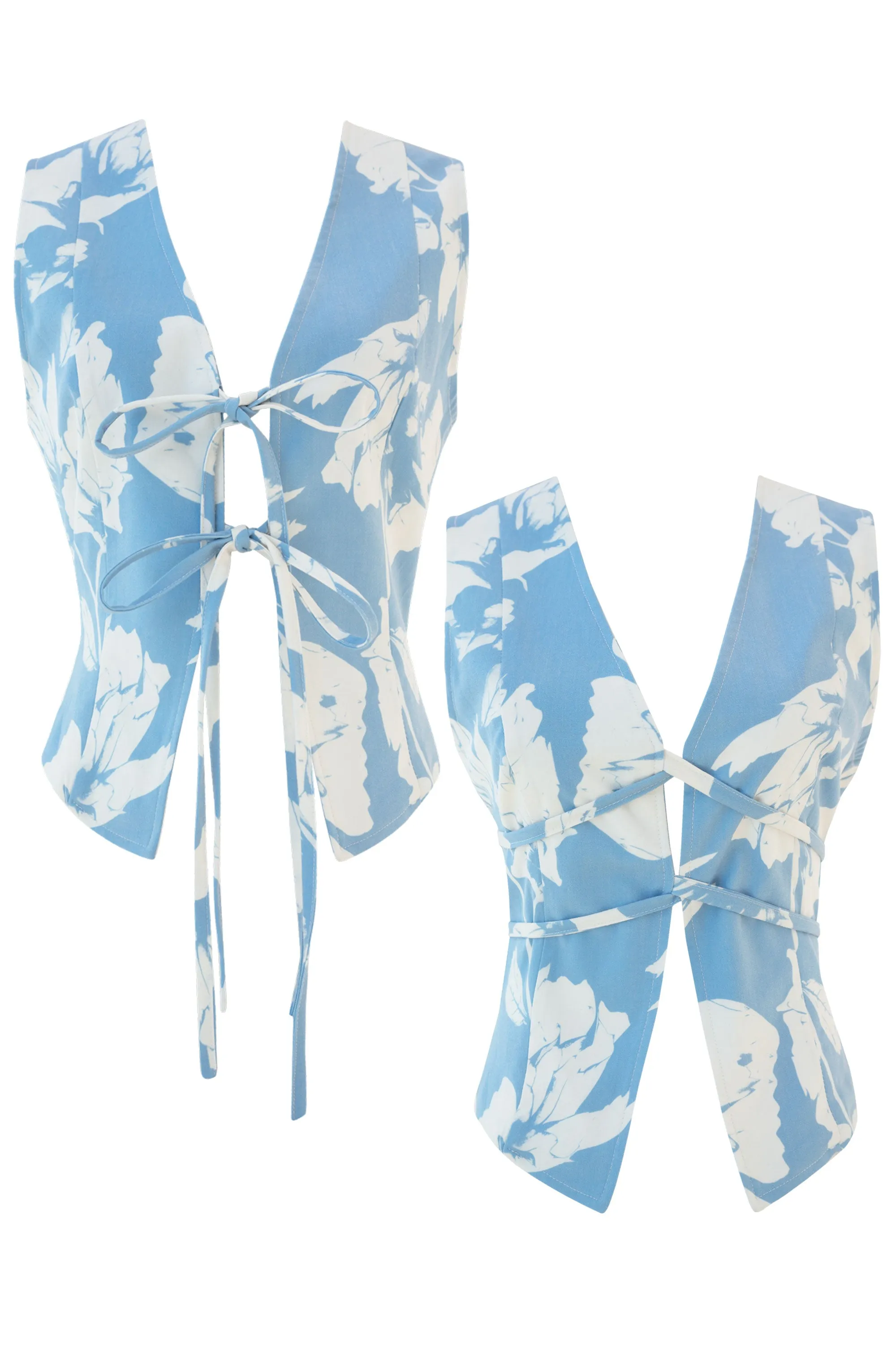 Larissa Light Blue Tie Vest Top