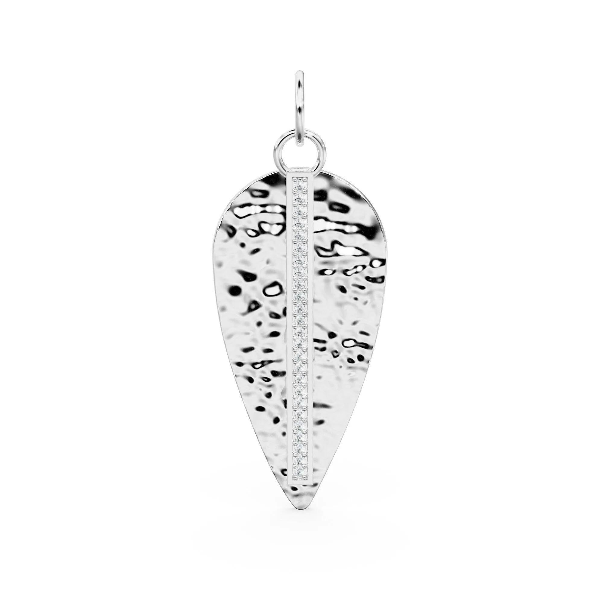 Leaf Diamond Set Solid Gold Charm / Diamond Gold Pendant / Prong Set Nature Inspired Charm / Diamond Jewelry / Diamond Gold Necklace