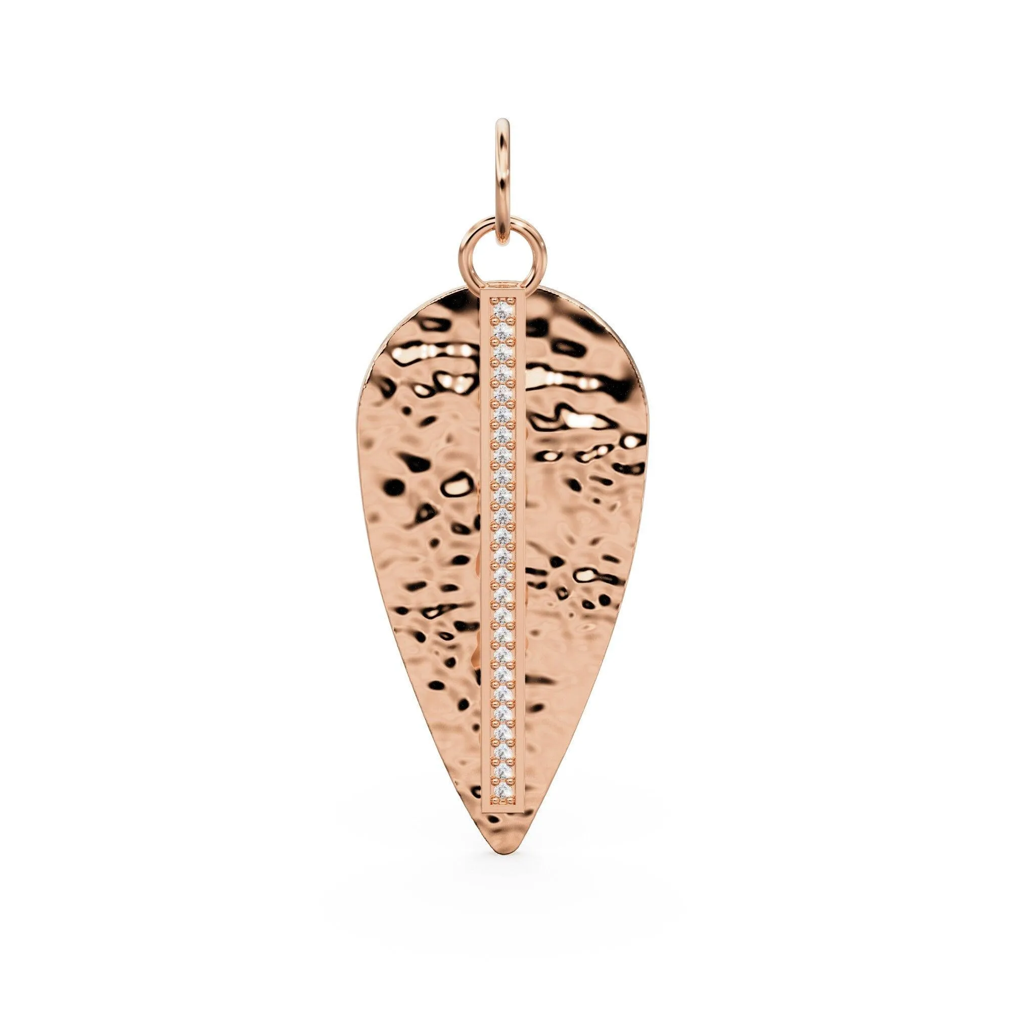 Leaf Diamond Set Solid Gold Charm / Diamond Gold Pendant / Prong Set Nature Inspired Charm / Diamond Jewelry / Diamond Gold Necklace