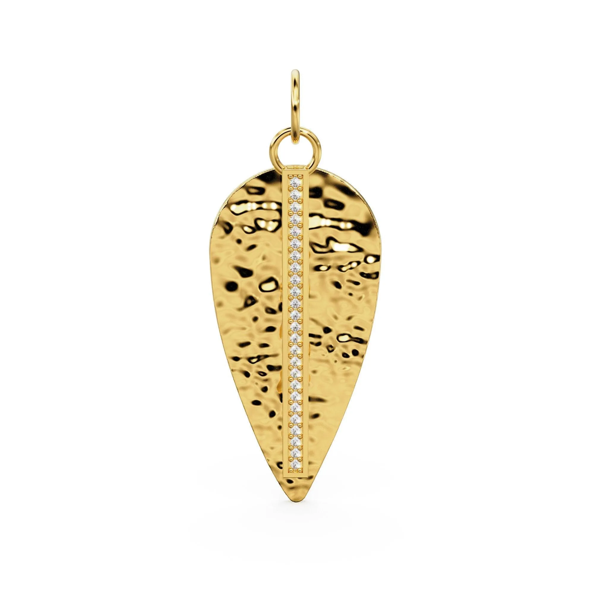 Leaf Diamond Set Solid Gold Charm / Diamond Gold Pendant / Prong Set Nature Inspired Charm / Diamond Jewelry / Diamond Gold Necklace
