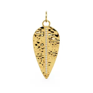 Leaf Diamond Set Solid Gold Charm / Diamond Gold Pendant / Prong Set Nature Inspired Charm / Diamond Jewelry / Diamond Gold Necklace