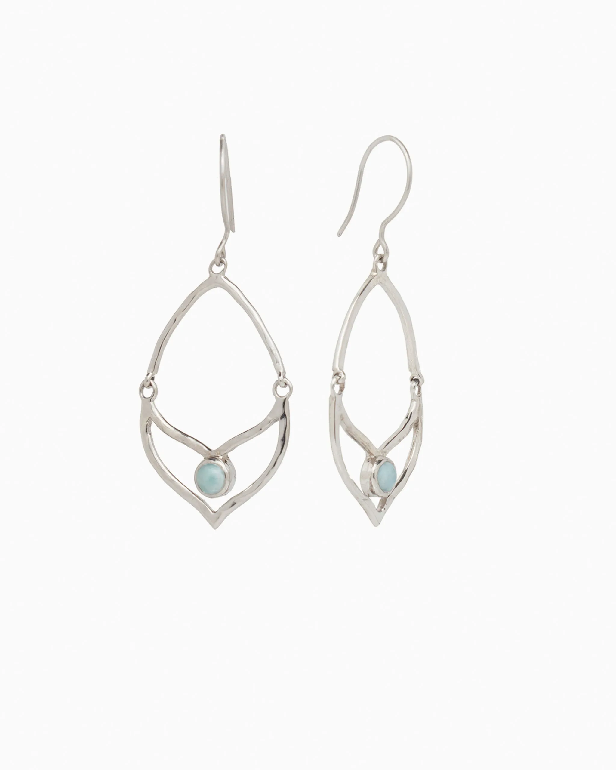 Leaf Drop Earrings with Larimar