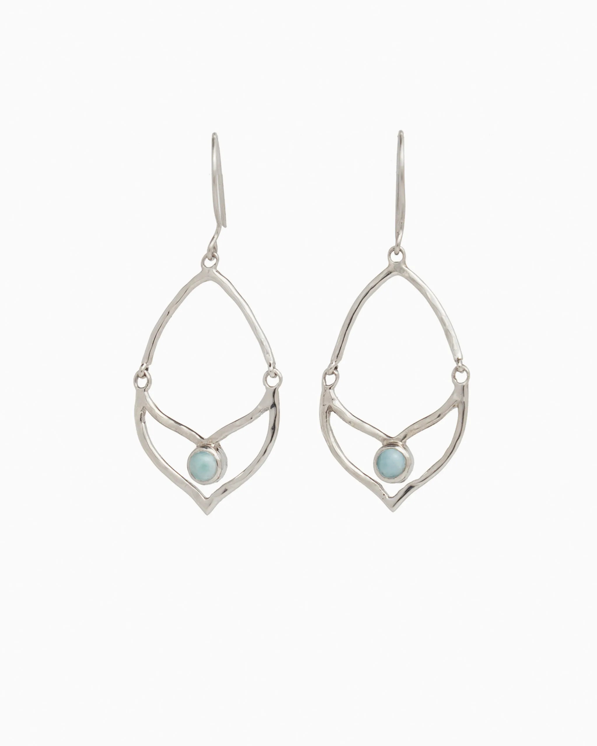 Leaf Drop Earrings with Larimar