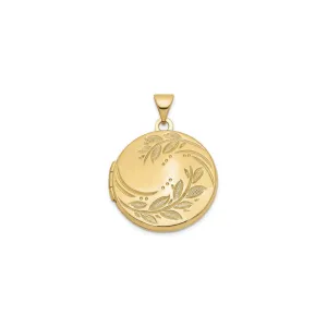 Leaf Imprint Round Photo Locket (14K)