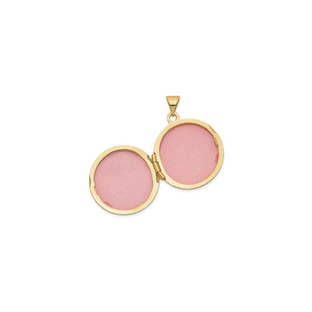 Leaf Imprint Round Photo Locket (14K)