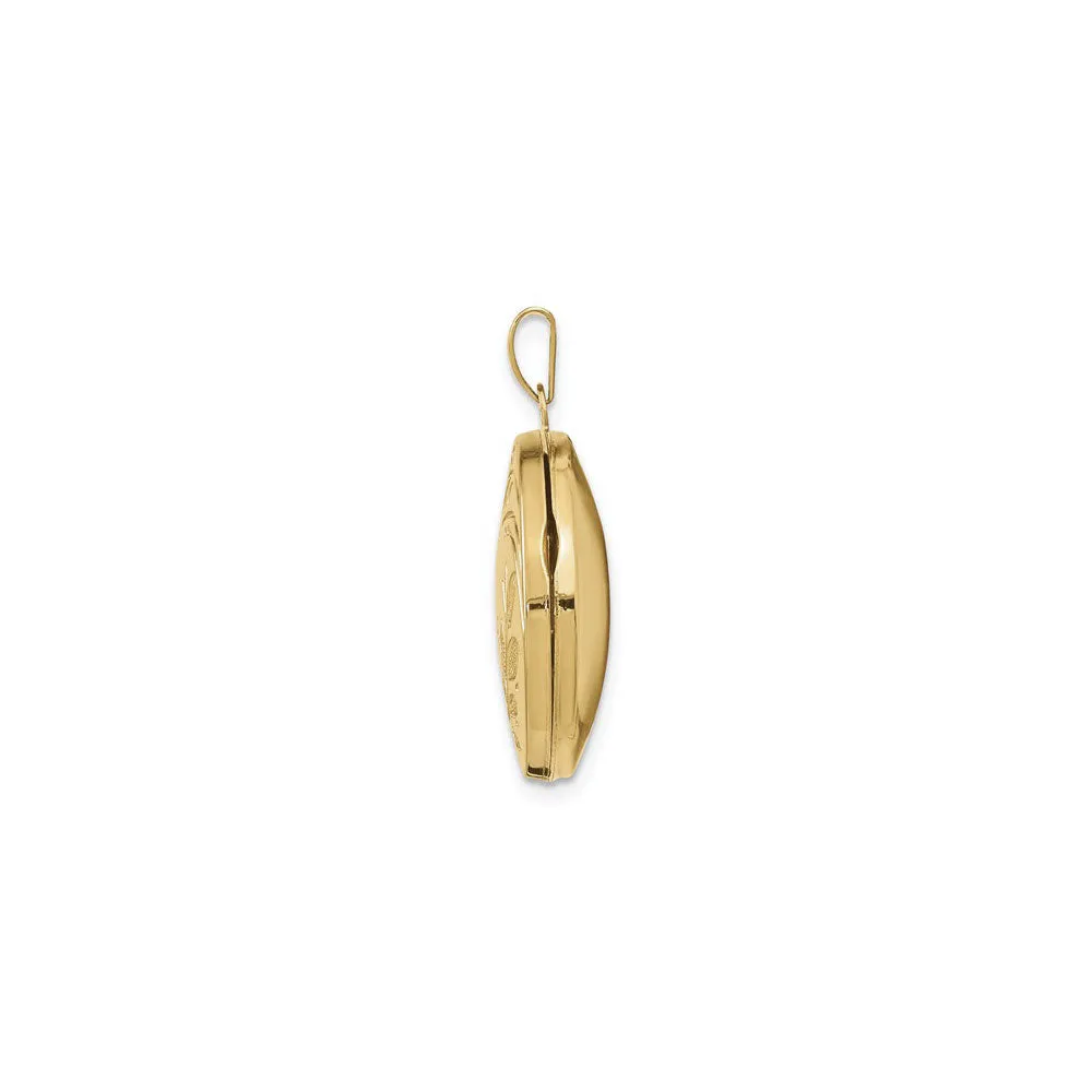 Leaf Imprint Round Photo Locket (14K)
