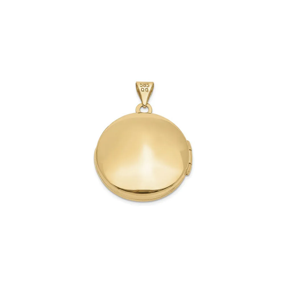 Leaf Imprint Round Photo Locket (14K)