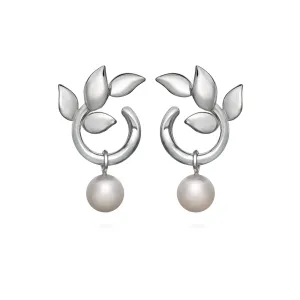 Leaf Pearl and Sterling Silver Earring