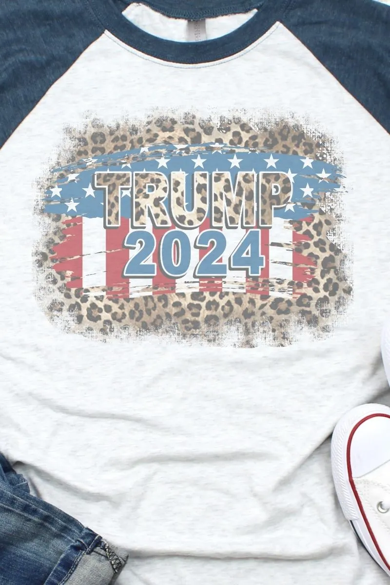 Leopard Trump 2024 Tri-Blend Unisex 3/4 Raglan