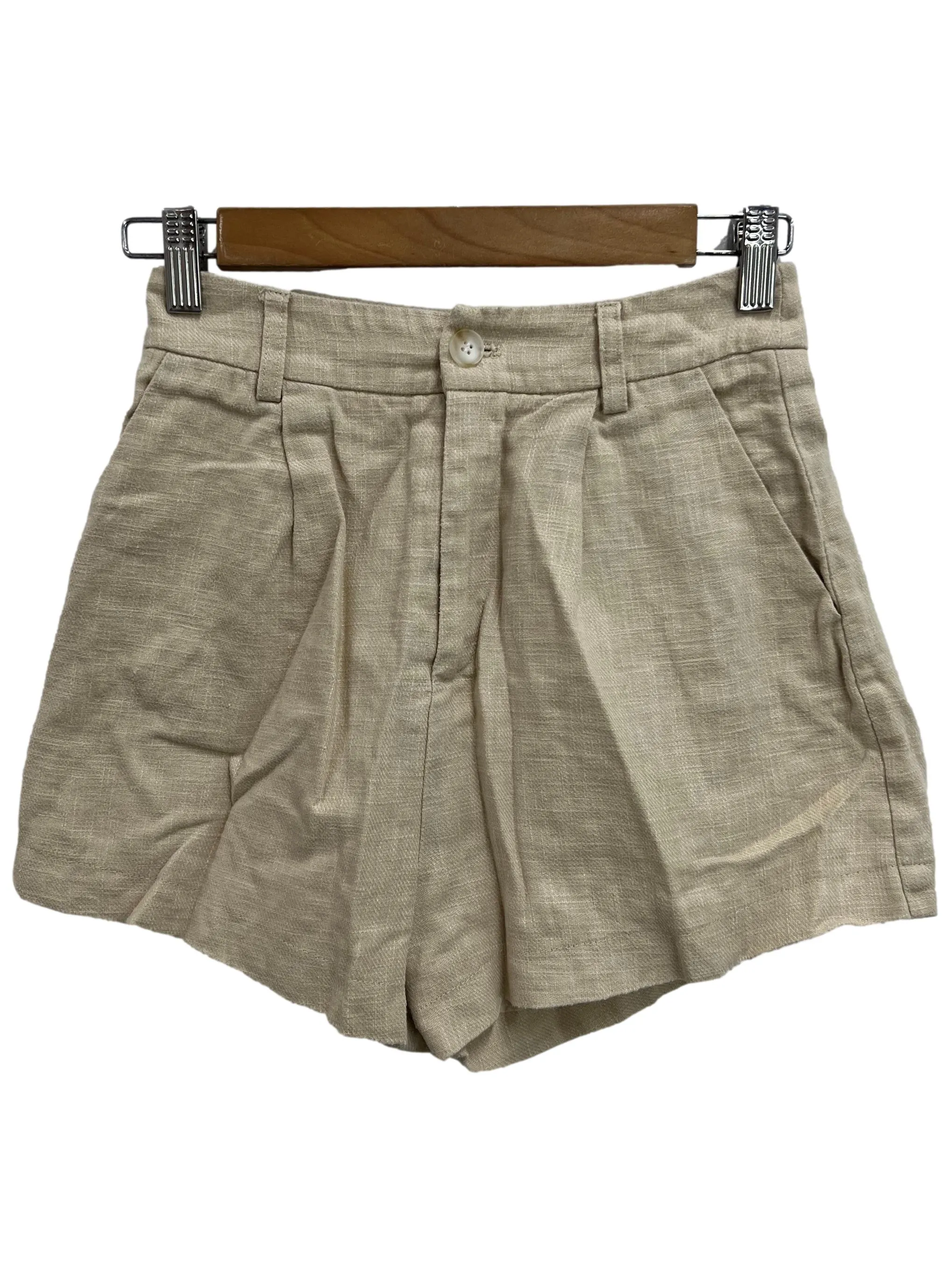 Light Beige Linen Shorts