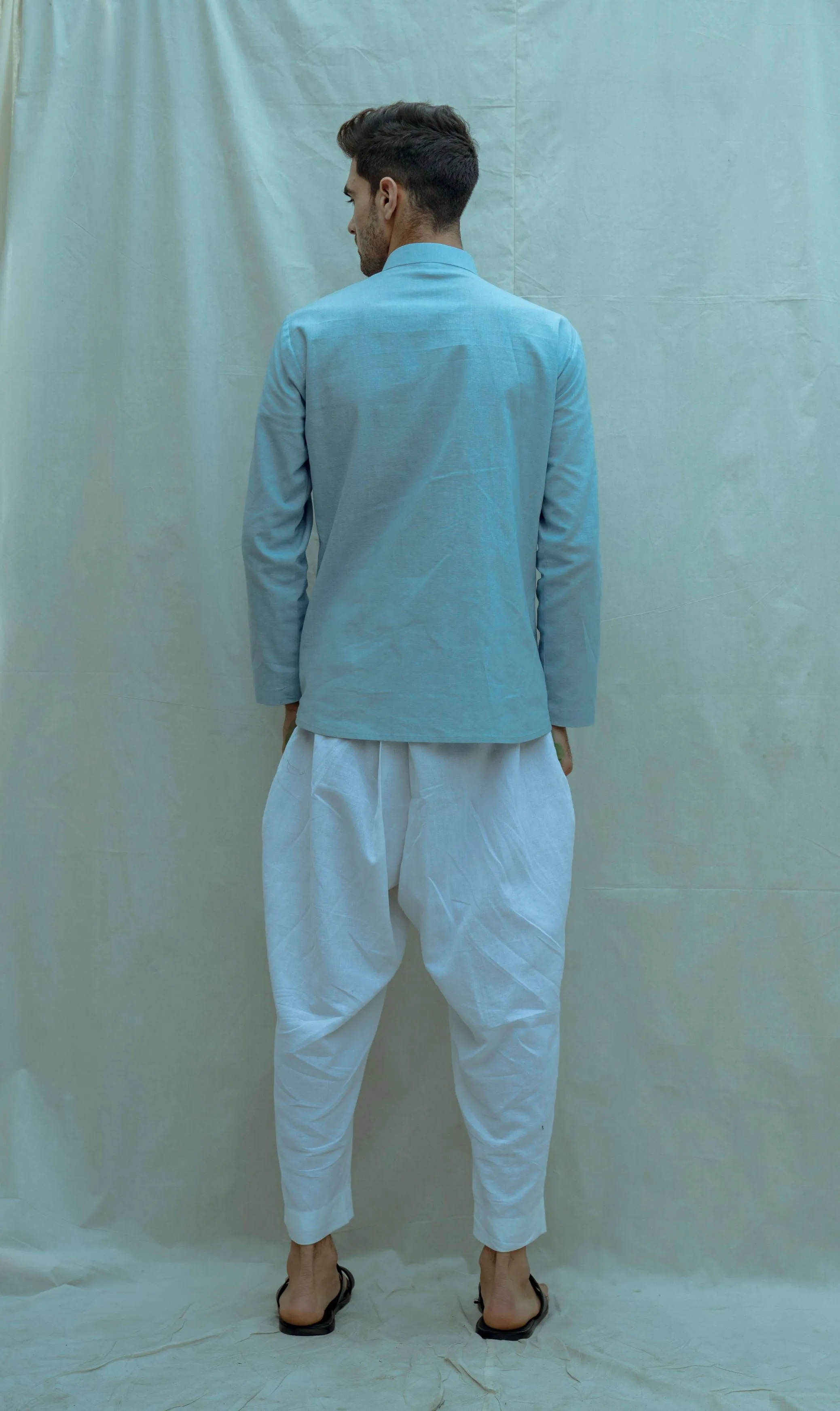 Light Blue Overlapped Shirt Kurta