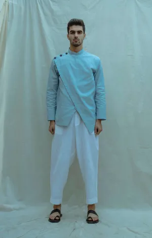 Light Blue Overlapped Shirt Kurta