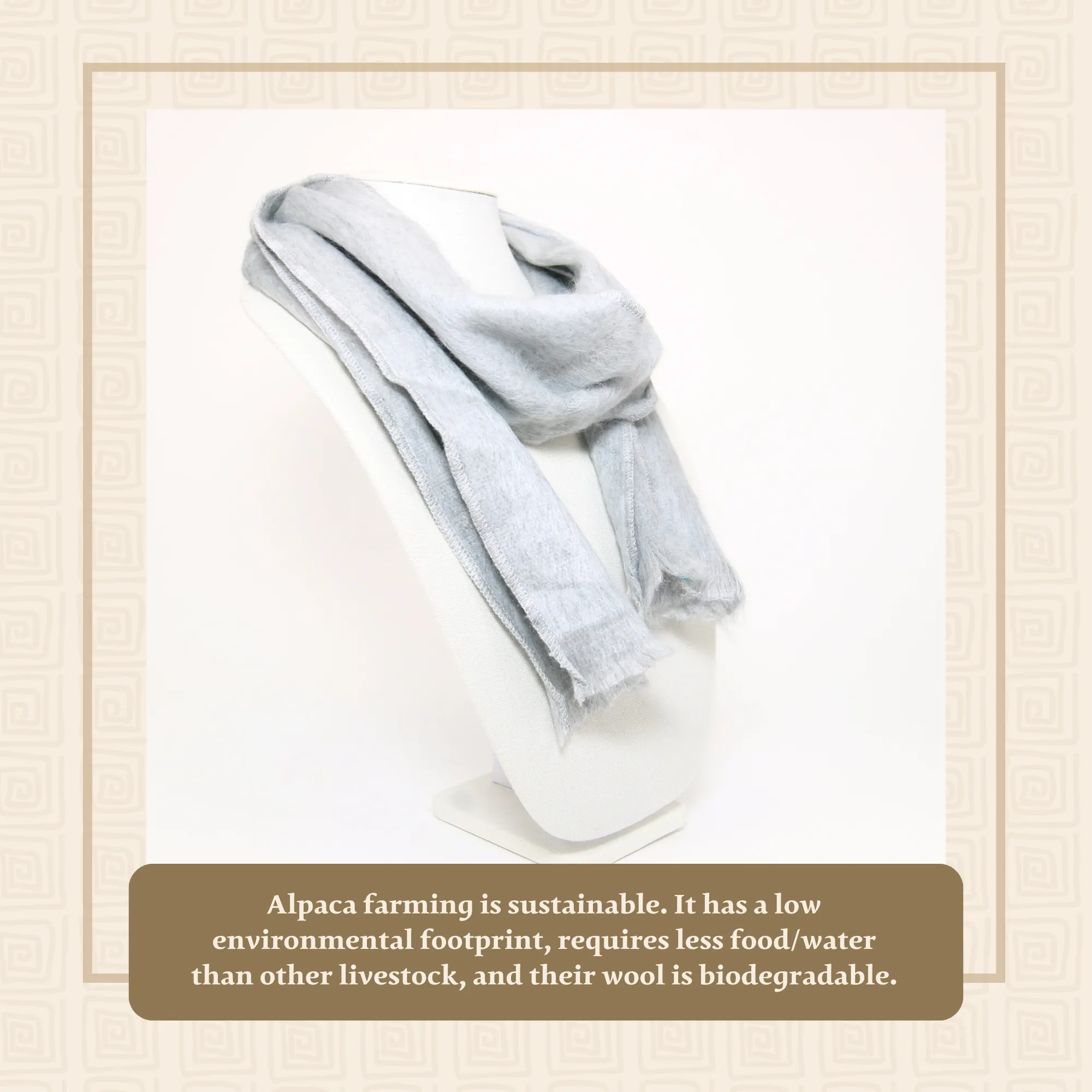 Light Gray Alpaca Traditional Scarf