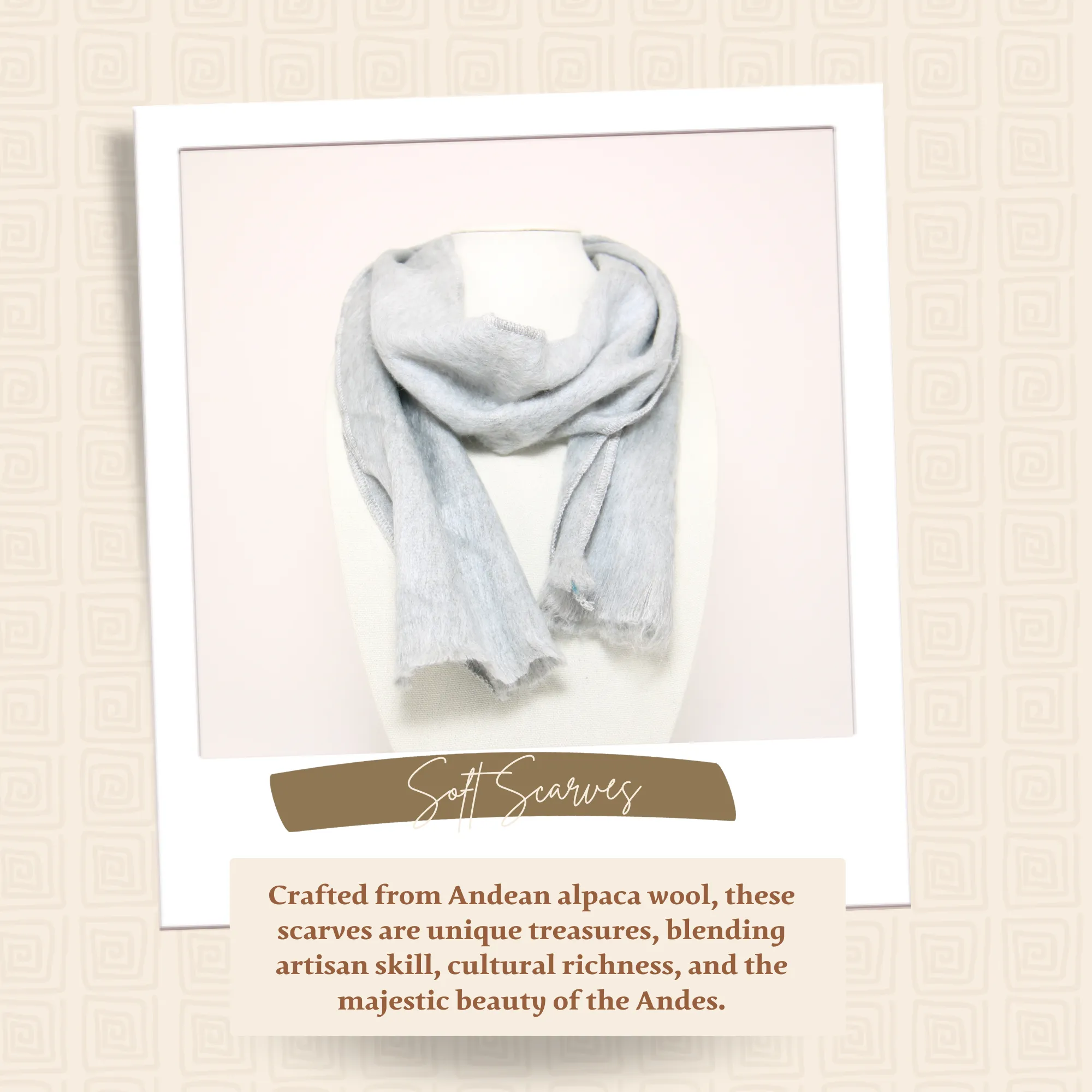 Light Gray Alpaca Traditional Scarf