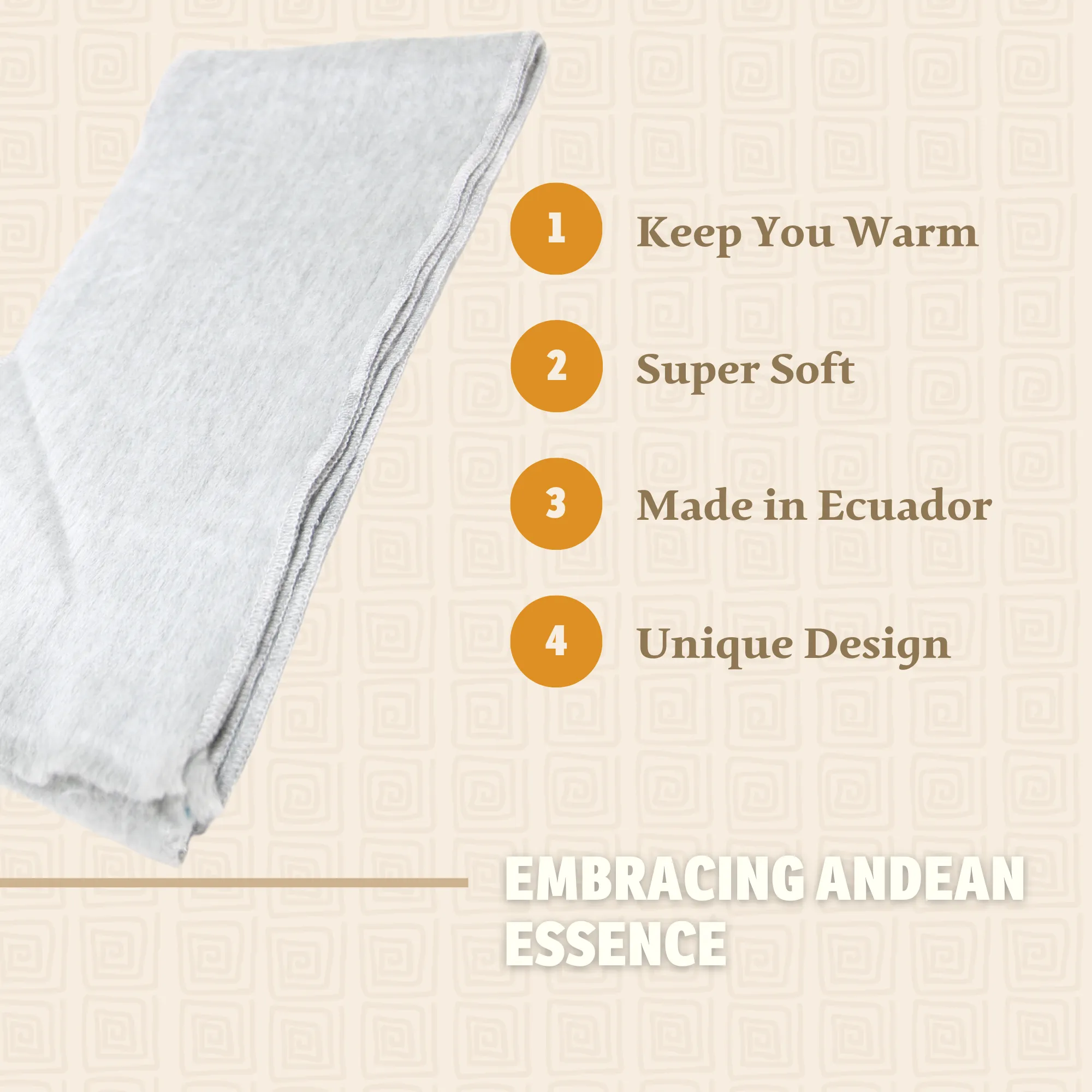 Light Gray Alpaca Traditional Scarf