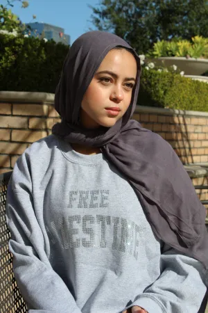 Light Gray Rhinestone Palestine Sweater