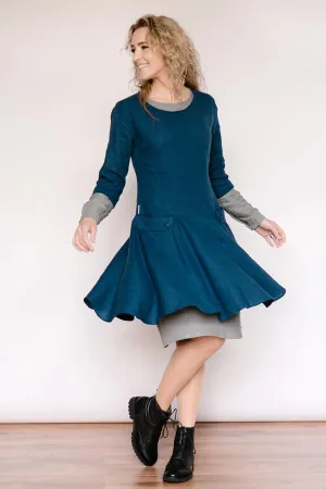 Light-Trapeze Cut Linen Double Dress (2in1)