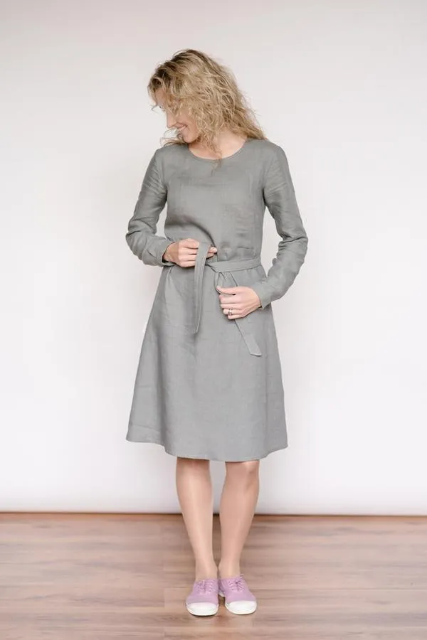 Light-Trapeze Cut Linen Double Dress (2in1)